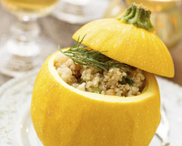 Courgettes rondes farcies au quinoa et à la feta