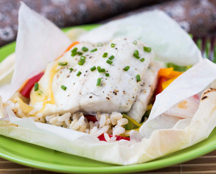 Cabillaud en papillotes aux olives noires