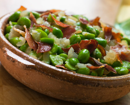 Févettes épicées et au lard fumé