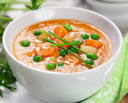 Soupe de carotte aux févettes