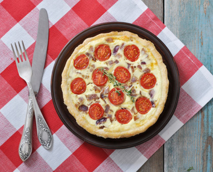 Quiche tomate et jambon de pays
