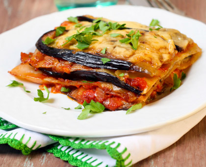 Lasagnes d’aubergine au jambon de pays