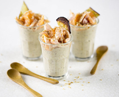 Verrines de truite, aubergine et sésame