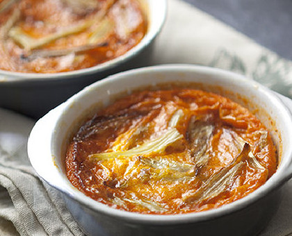 Crème brûlée tomate, poivron et fenouil
