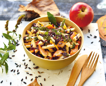 Rémoulade de légumes racines et riz noir de Camargue