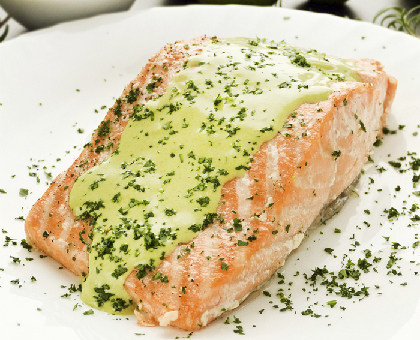 Saumon à la sauce au thé vert matcha