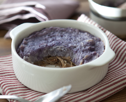 Parmentier canard et vitelotte