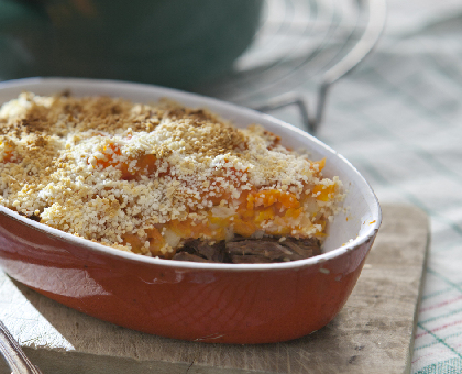 Parmentier de carotte et joue de boeuf