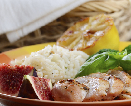 Brochette de filet mignon glacé aux figues