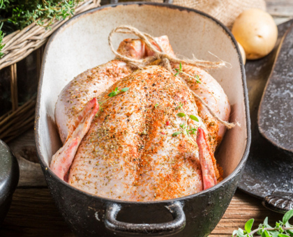 Poulet farci à la rhubarbe