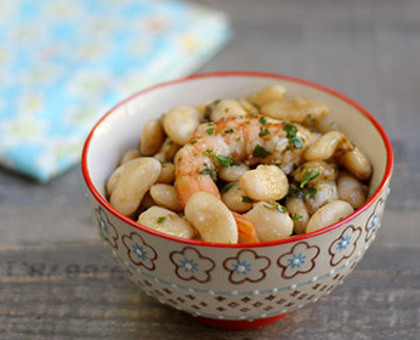 Salade de haricots Tarbais aux crevettes roses