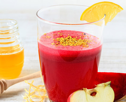 Smoothie betterave, pomme et pollen
