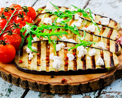 Aubergines au jambon et à la feta
