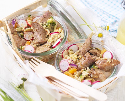 Salade de quinoa et aiguillettes de canard Montfort