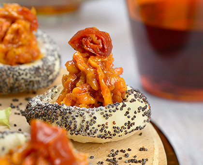 Nuages de pâte brisée & mousse de tomates séchées