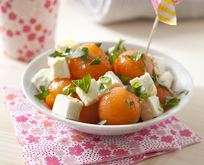 Salade melon feta basilic