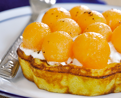 Gaufres au melon, crème légère au citron