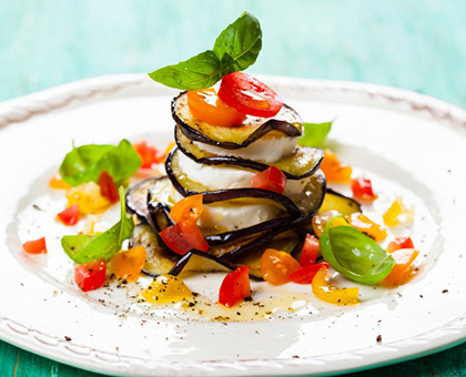 Millefeuille aubergine, tomate et mozzarella