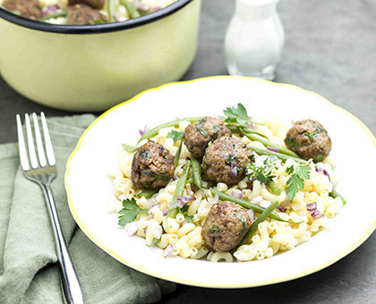 Pastasotto et ses boulettes de boeuf à la moutarde