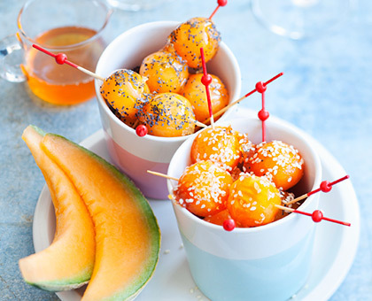 Billes de melon de nos régions caramélisées