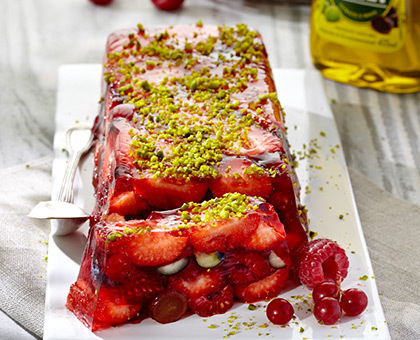 Terrine aux fruits rouge, fromage blanc mentholé