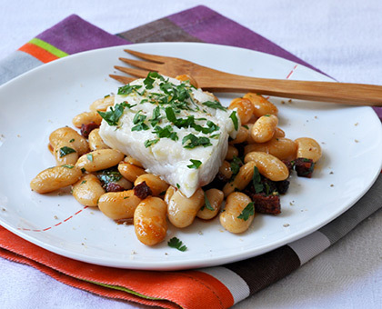 Filet de merlu sur Haricots Tarbais au chorizo