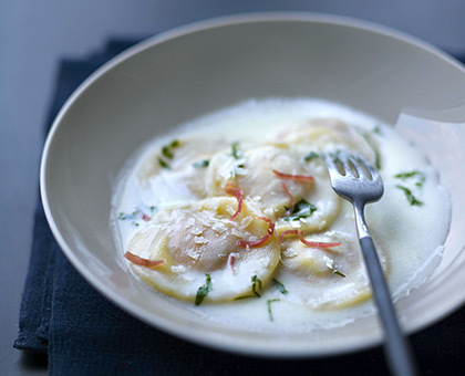 Ravioles au chèvre et jambon cru Aoste