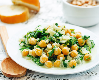 Wok de pois chiches et épinards