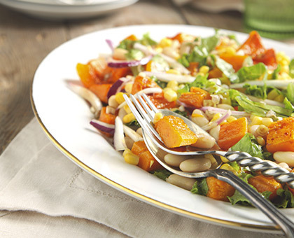Salade de butternut, maïs et poivron