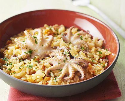 Riz à poêler chorizo et tomate séchées - Poulpes marinés