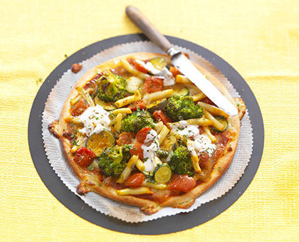 Pizza de légumes sauce carotte au cumin