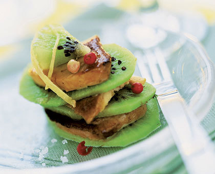 Mille-feuilles de Kiwi et foie gras poêlé