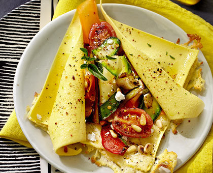 Raviole ouverte de légumes confits au Comté