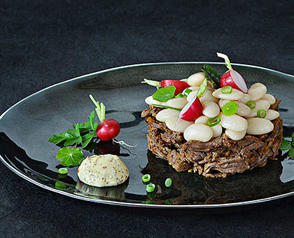Joues de boeuf et salade de Haricots Tarbais