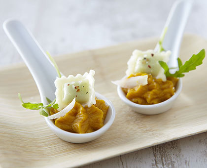 Ravioles du Dauphiné en cuillère au potiron et miel