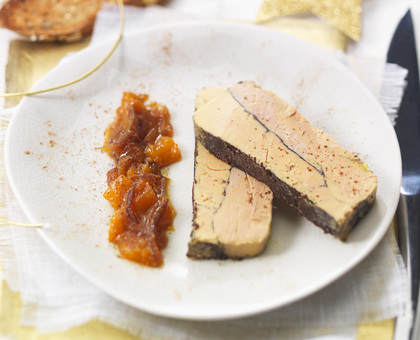 Terrine de foie gras Monfort aux épices et au chutney de mangue