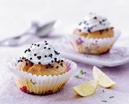 Cupcakes salés, crème citronnée et caviar