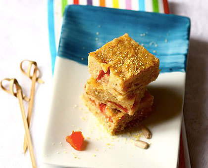 Dés de Polenta aux rillettes de sardine, tomate & graines de tournesol