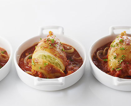 Encornets farcis aux ravioles du Dauphiné et aux tomates