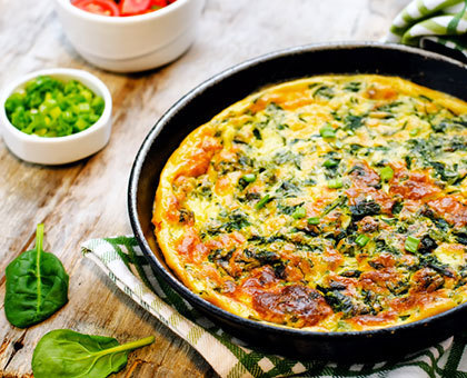 Omelette épinards et saumon