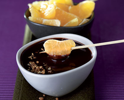 Fondue de clémentine aux deux chocolats