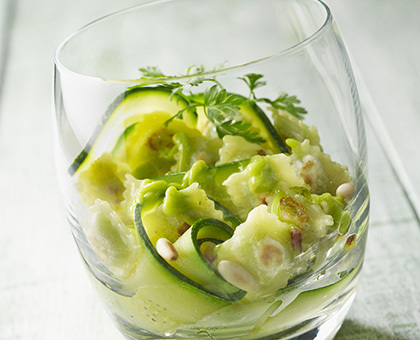 Verrine de courgettes aux ravioles