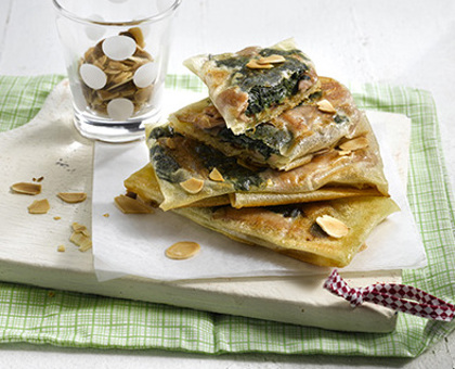 Bricks épinard-jambon-amandes