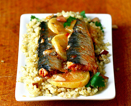 Salade de quinoa aux sardines au piment d’Espelette bio & citron confit