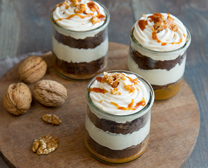 Verrine de brownie chantilly au caramel