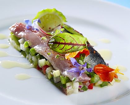 Ceviche de sardines légumes marines minute, kumbawa