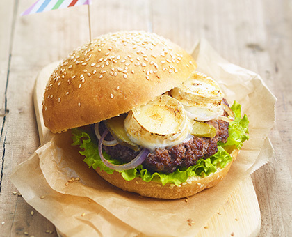 L’authentique burger à la bûche de chèvre Chavroux