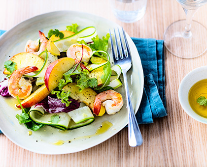 Salade de nectarines, crevettes et courgettes