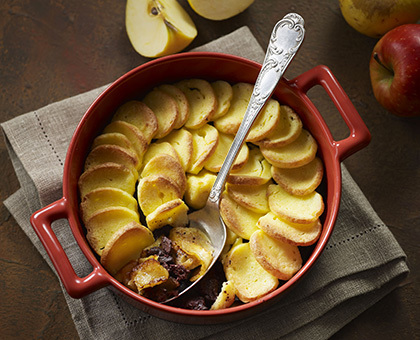 Gratin de quenelles au boudin noir et aux pommes