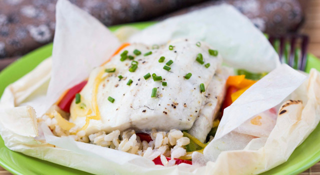 Cabillaud en papillotes aux olives noires